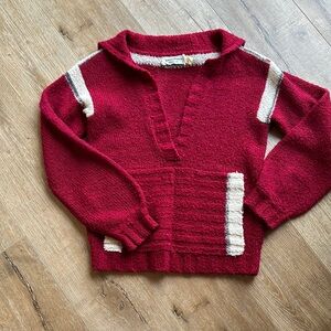 JEANNE PIERRE Red V-Neck Sweater